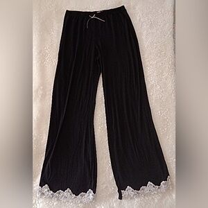 DKNY Black Pajama Pants super soft pull-on style Medium with Lace Trim
